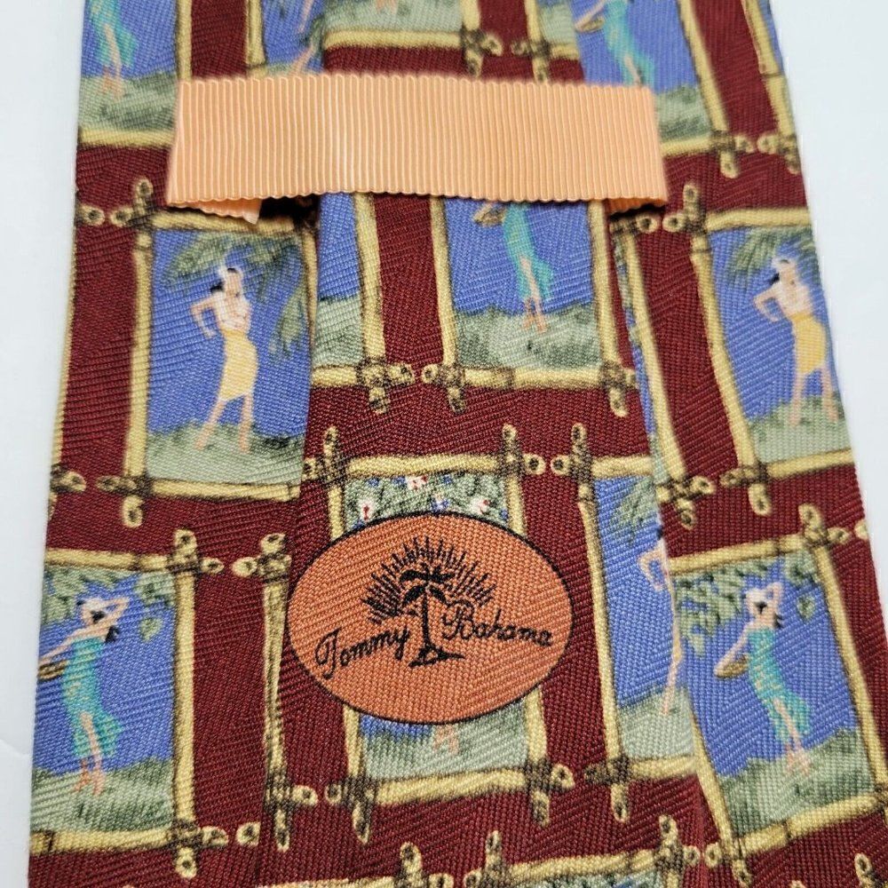 Tommy Bahama Mens Neck Tie Red Hawaiian Hula Girls Aloha Tropical All Silk USA‎ - Picture 11 of 12